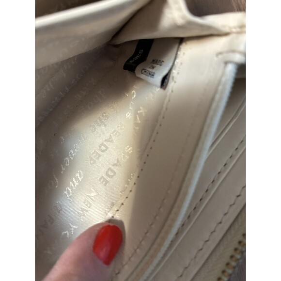 Kate Spade Zip around Wallet Patent Leather Purple Cream Zebra Stripes - Picture 13 of 15